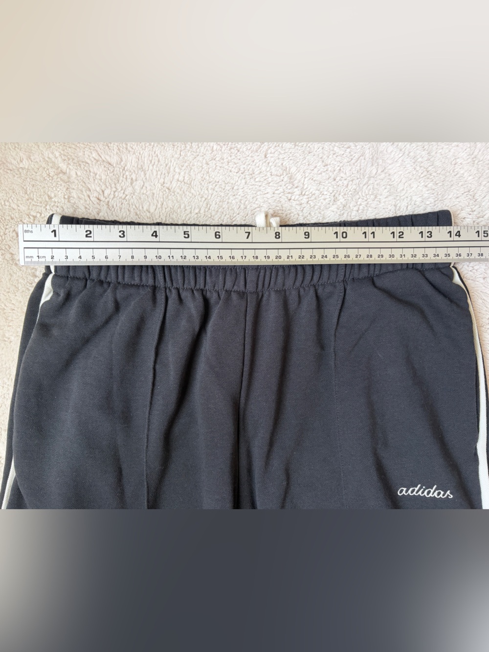 adidas Black Wide-Leg Track Pants with White Side Stripes Women Size Medium - Picture 6 of 11